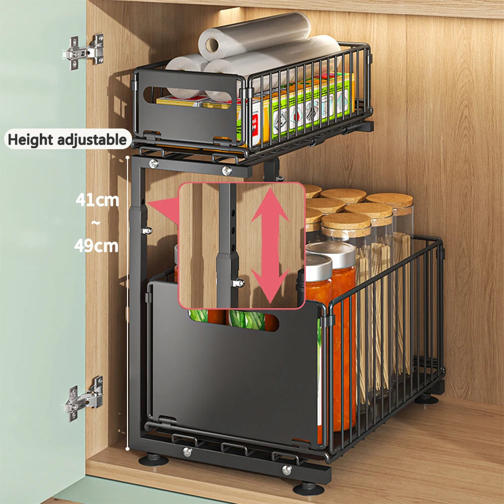 Adjustable 2-Tier Kitchen Cabinet Organizer – Kitchen mate Shop