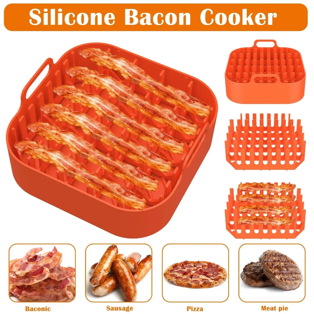 2in1 silicone microwave bacon cooker